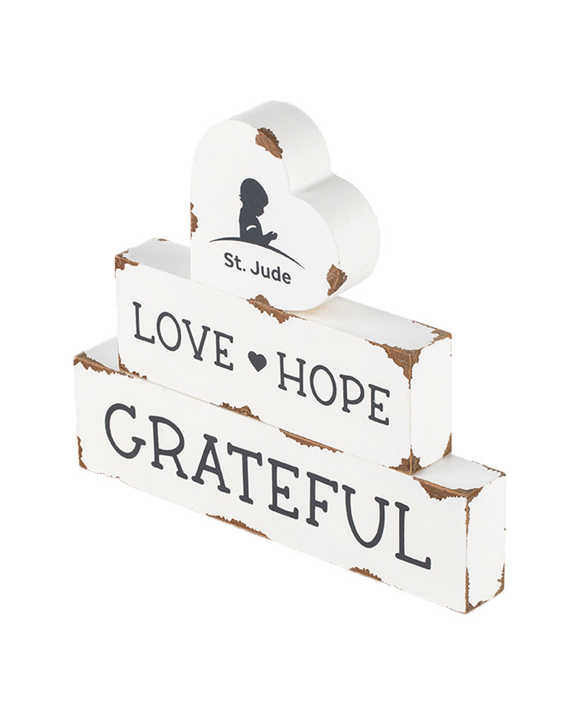 Love Hope Grateful Stacking Block Sign